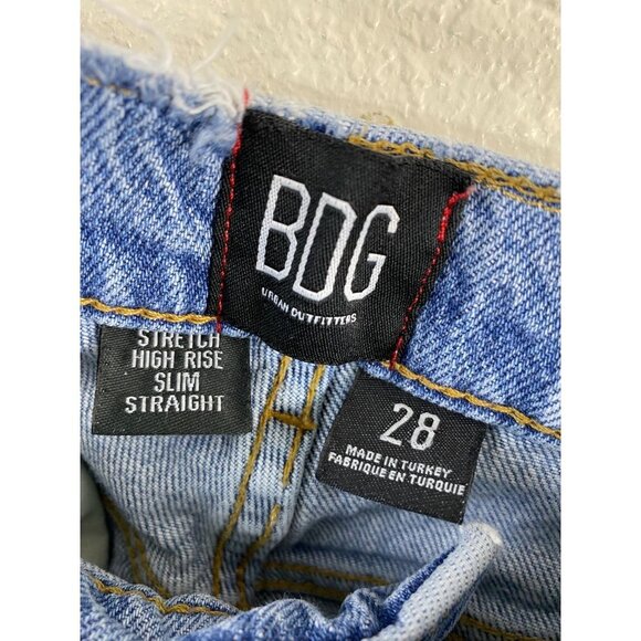 Urban Outfitters BDG Jeans Womens 28 Denim Blue Slim Straight Distress High Rise - Picture 3 of 16
